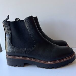 Caslon Miller Lug Chelsea Leather Boot Water Resistant Black